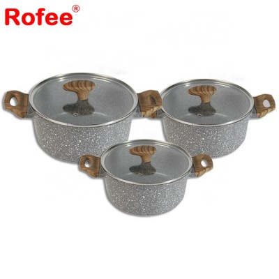 6 pcs aluminum forged nonstick casserole pot sets with glass lid for home cooking