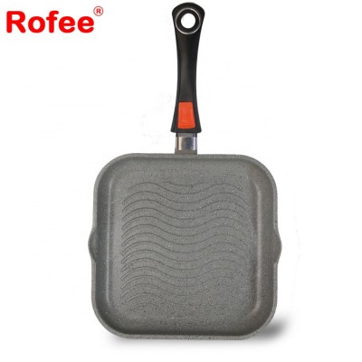 Forged Nonstick marble coating  Square Grill Pan  With rubber Handle